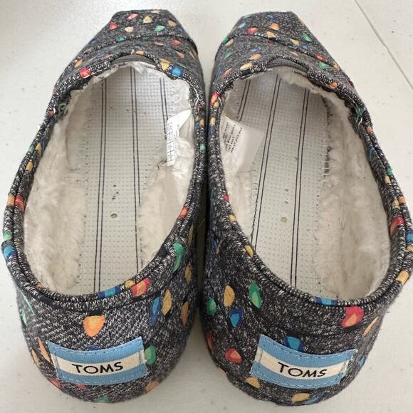 TOMS Glow in Dark Tree Lights W 7 Charcoal Slip-on Shoes Faux Shearling lining - Picture 7 of 10